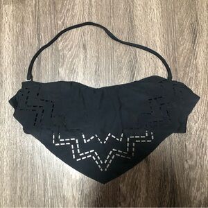 Mossimo Black Laser Cut Bandeau Bikini Top - Removable Halter Strap - Size M